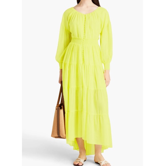 NEW ALICE + OLIVIA Kiara Off-The-Shoulder Cotton and Silk-Blend Voile Maxi Dress - Picture 3 of 10